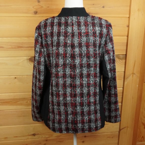 Lane Bryant Red White and‎ Sparkly Black Tweed Jacket Size 16 - Picture 5 of 8